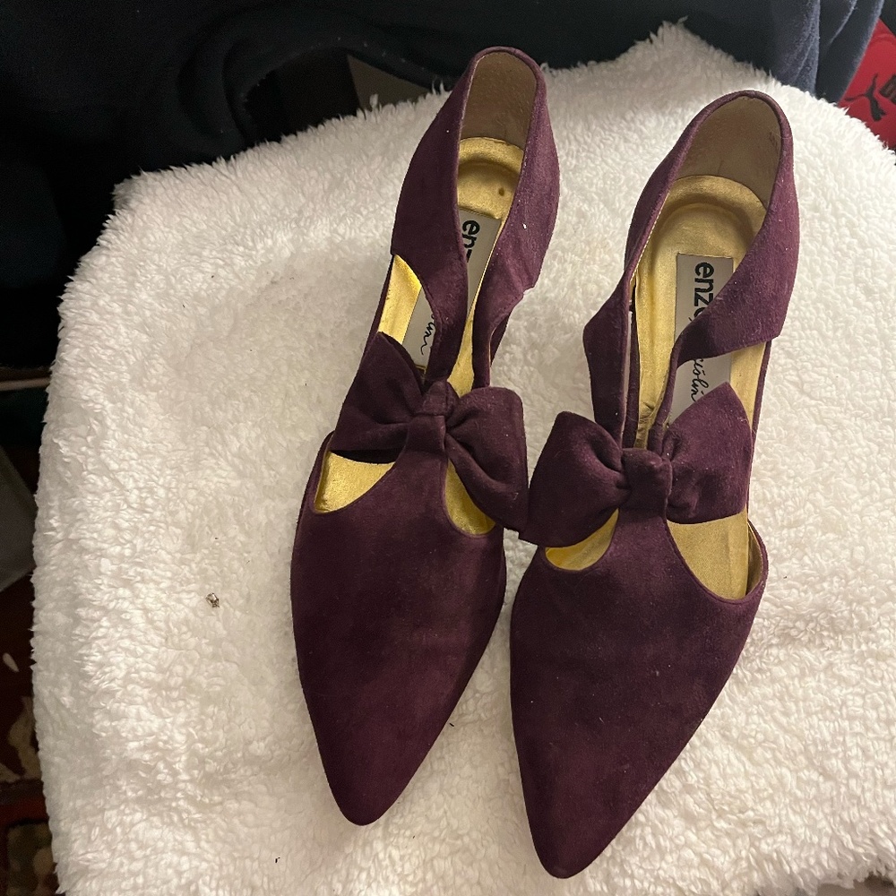 purple suede booties kitten heel pair of Enzo Angiolini shoes in a size 10
